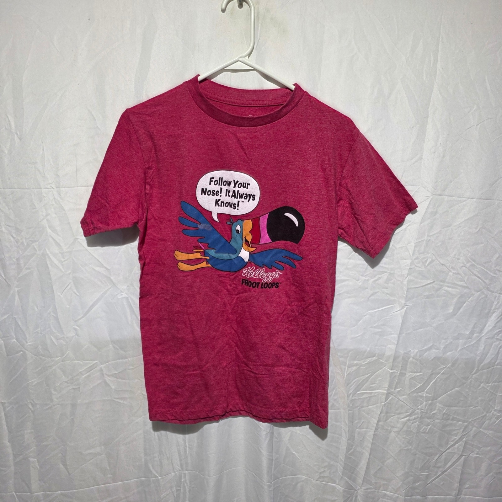 Tee Luv Kelloggs Froot Loops Toucan Sam Graphic T-Shirt Red Mens Small Heathered